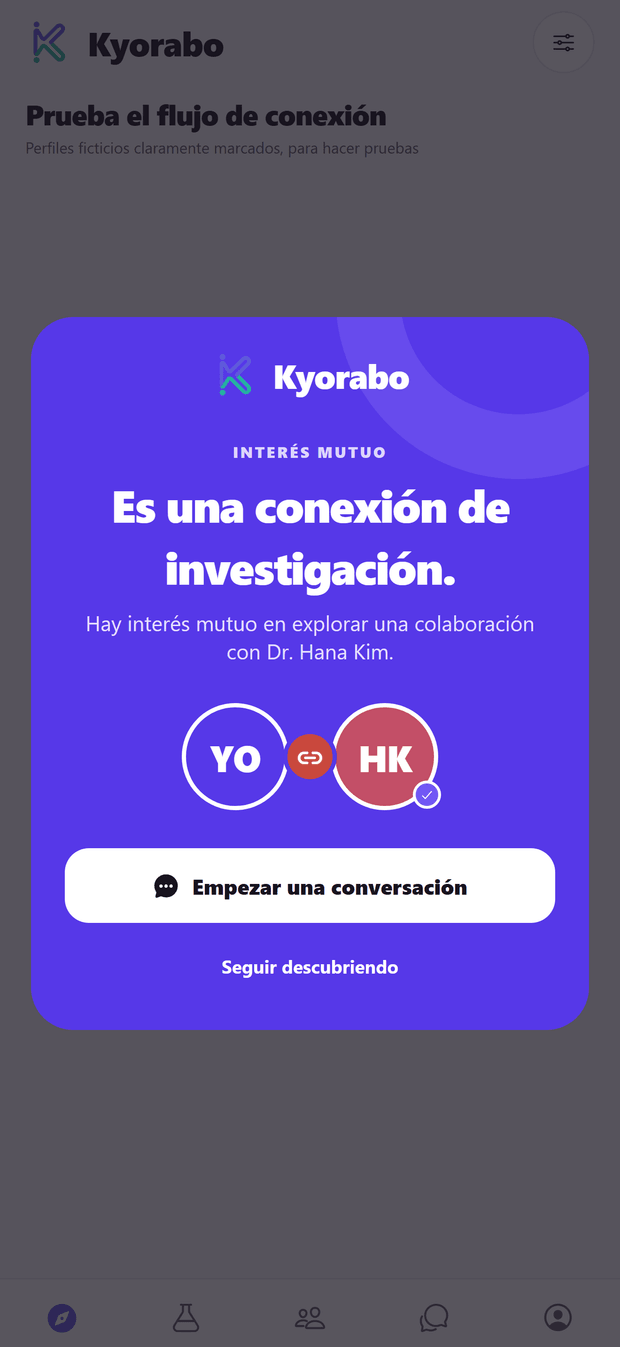 La conversación se abre solo cuando ambos habéis dicho que sí